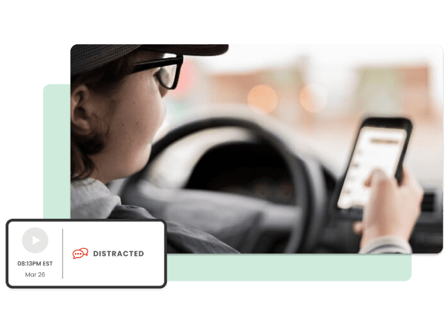 woman driving distracting looking at phone; detect and correct driving behavior