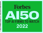 Green and light blue color Forbes AI50 Top AI Firms to watch in 2022
