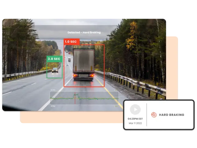 Detect risks and enable transparency system wide | Semi on a road with tags overlaying the image