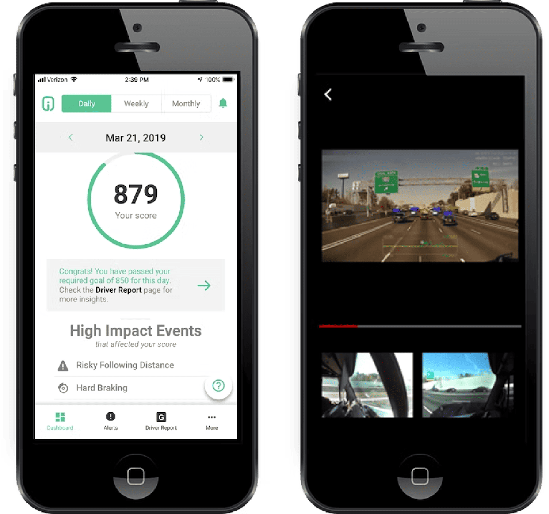 Image: GreenZone Score on Driver•i mobile app